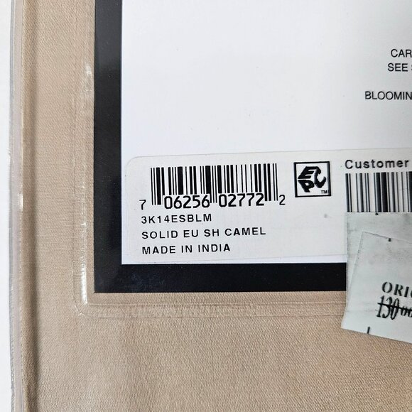 Bloomingdales 1872 Euro Pillow Shams Set 2 Camel Tan 700 Thread Count 26X26 NEW - Picture 6 of 8